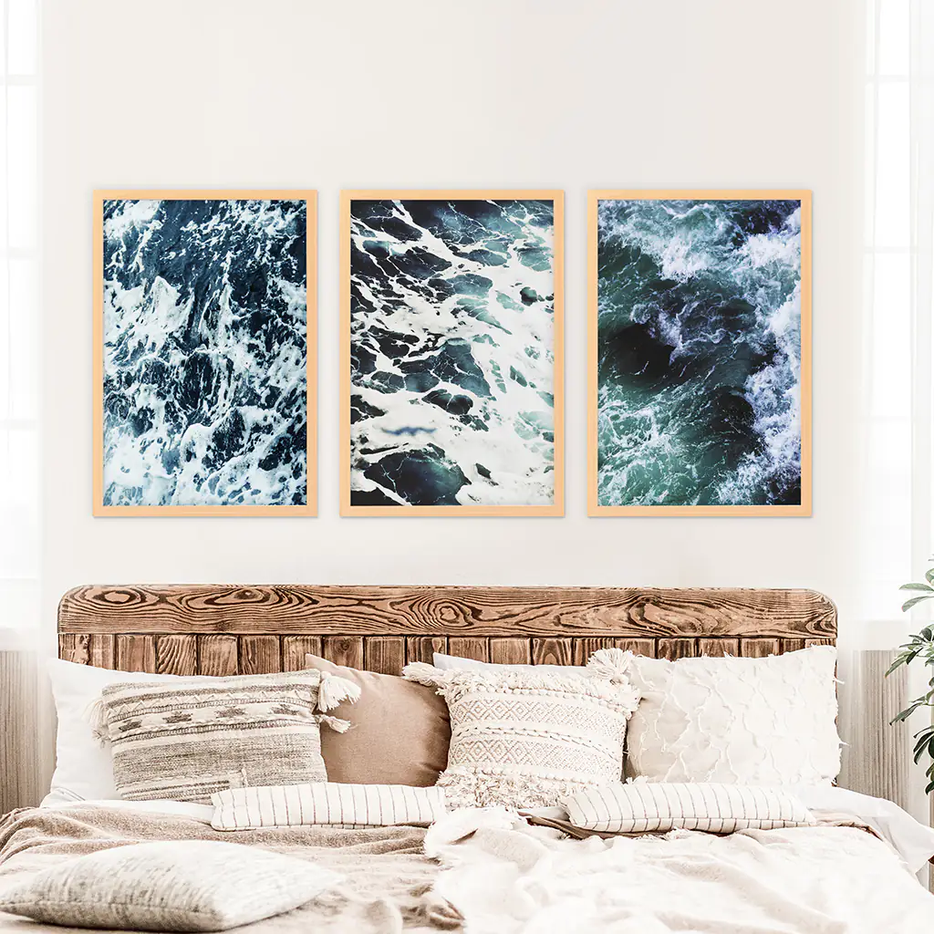 Blue Green Ocean Waves 3 Piece Wall Art - Image 8