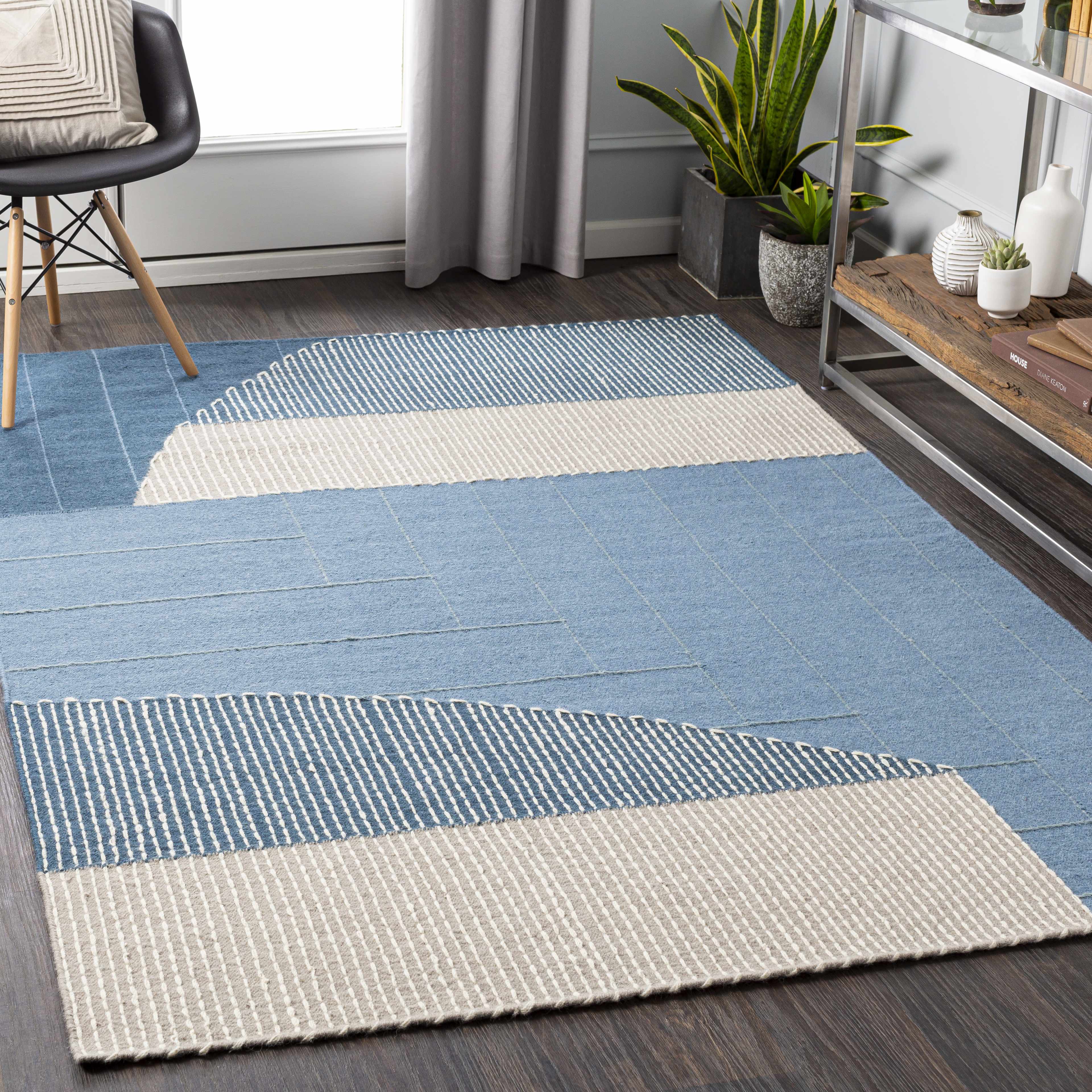 Blue Hanwood Wool Blend Braided Area Rug - Clearance - Image 2