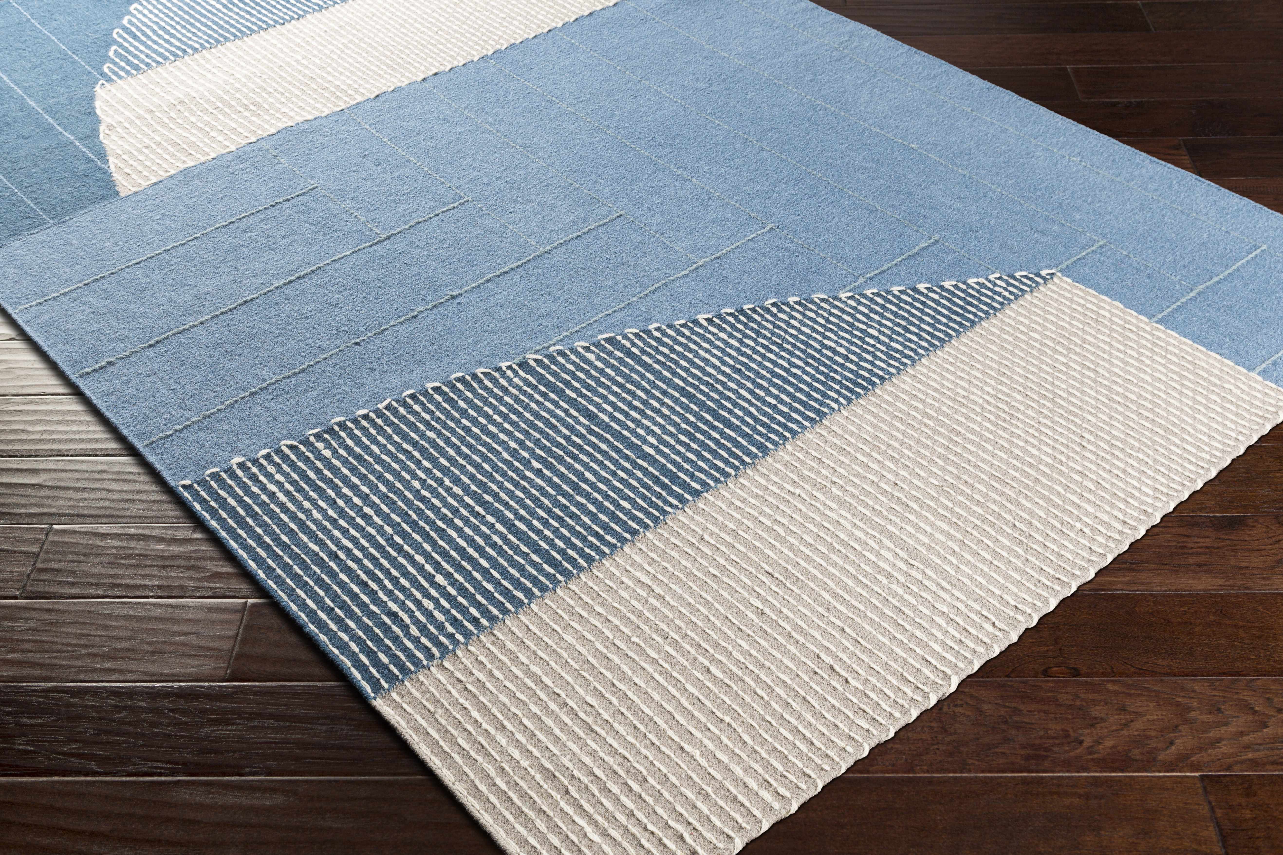 Blue Hanwood Wool Blend Braided Area Rug - Clearance - Image 3