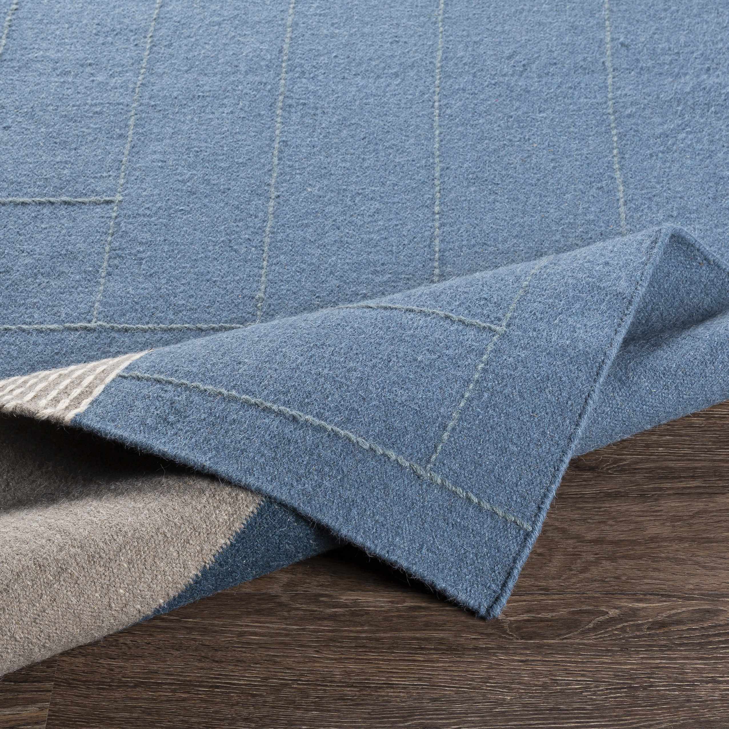 Blue Hanwood Wool Blend Braided Area Rug - Clearance - Image 5