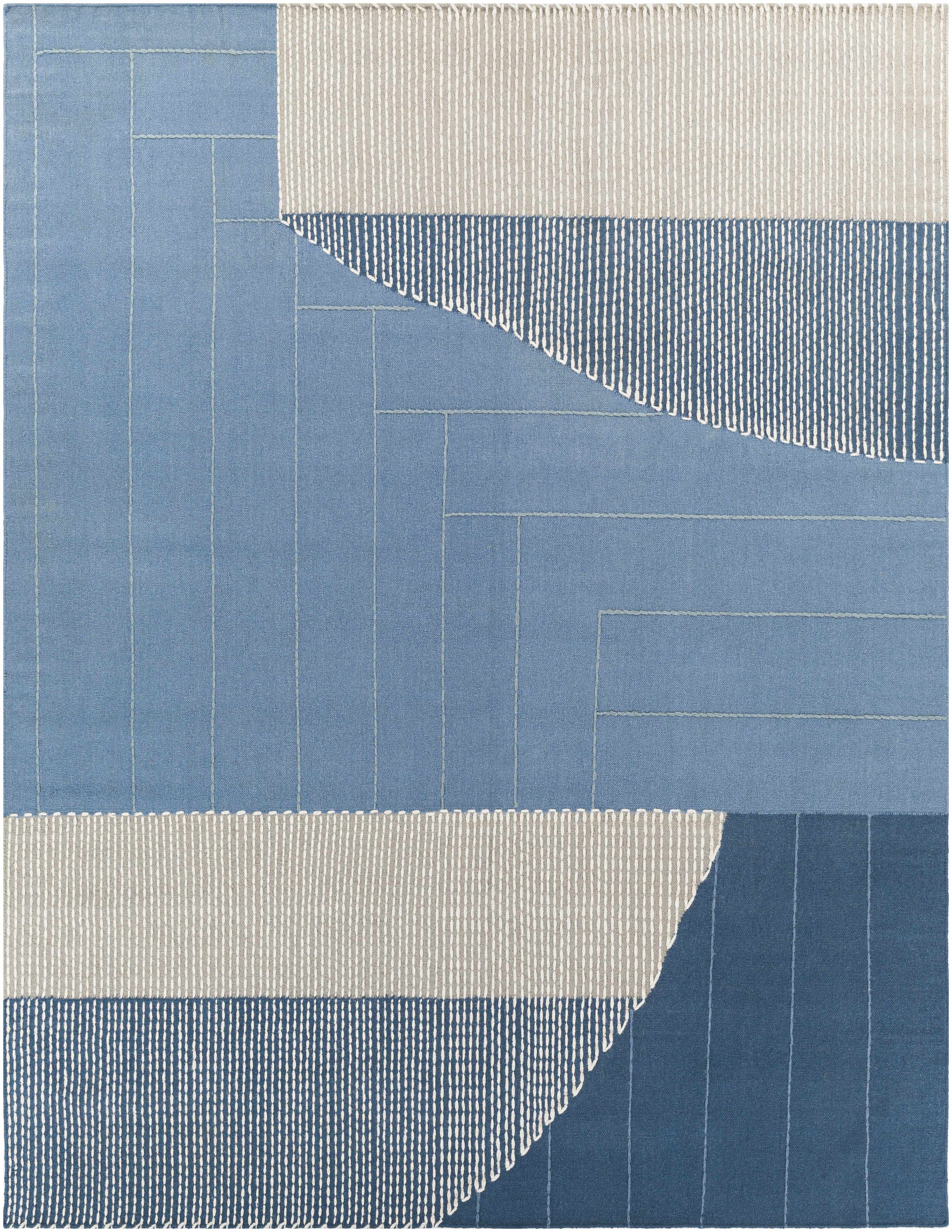 Blue Hanwood Wool Blend Braided Area Rug - Clearance - Image 8