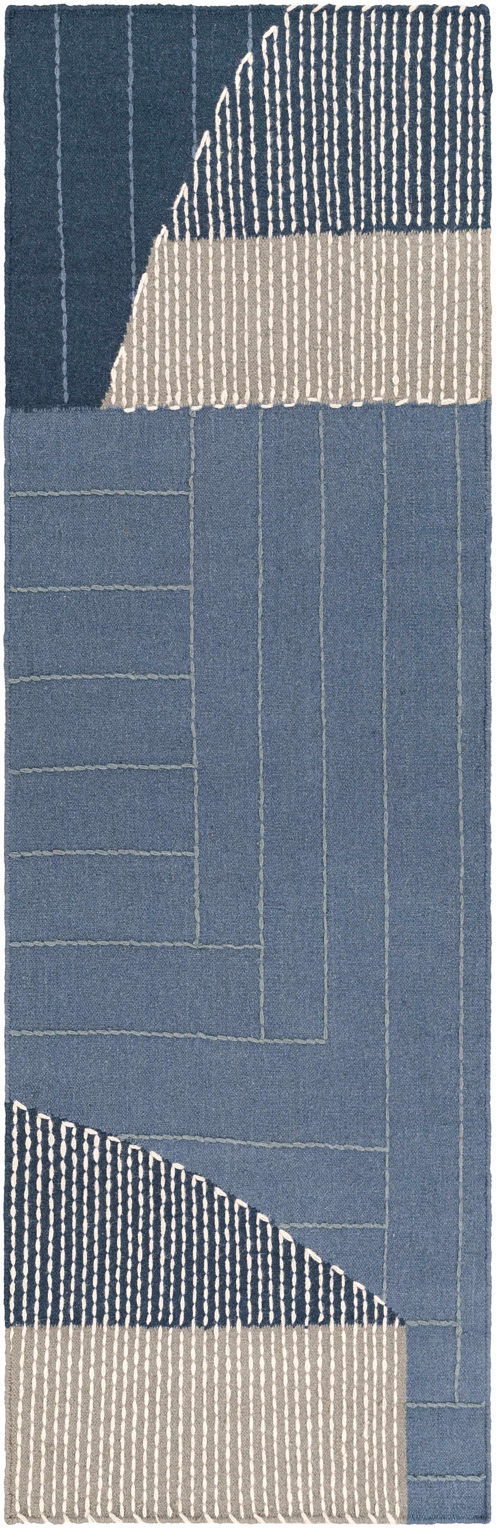 Blue Hanwood Wool Blend Braided Area Rug - Clearance - Image 9