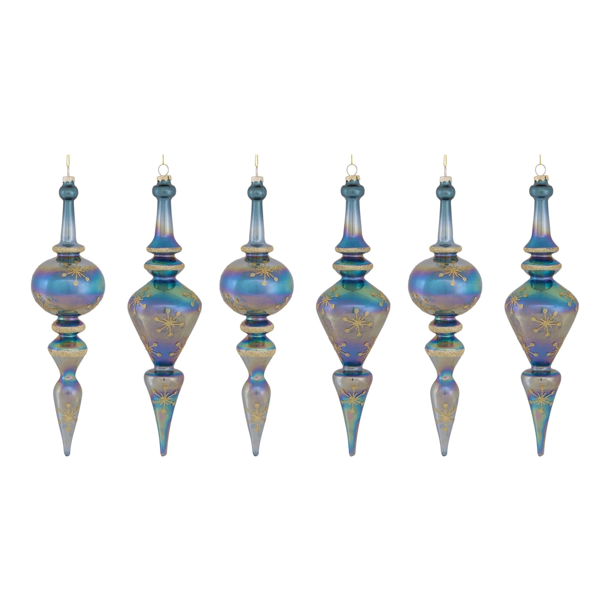 Irredescent Glass Finial Drop Ornament (Set of 6) - Image 5