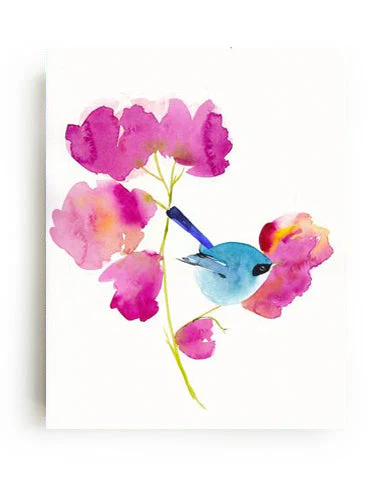 Bluebird in the Flowers Art Print Vibrant Nature Wall Art for Home - Image 2