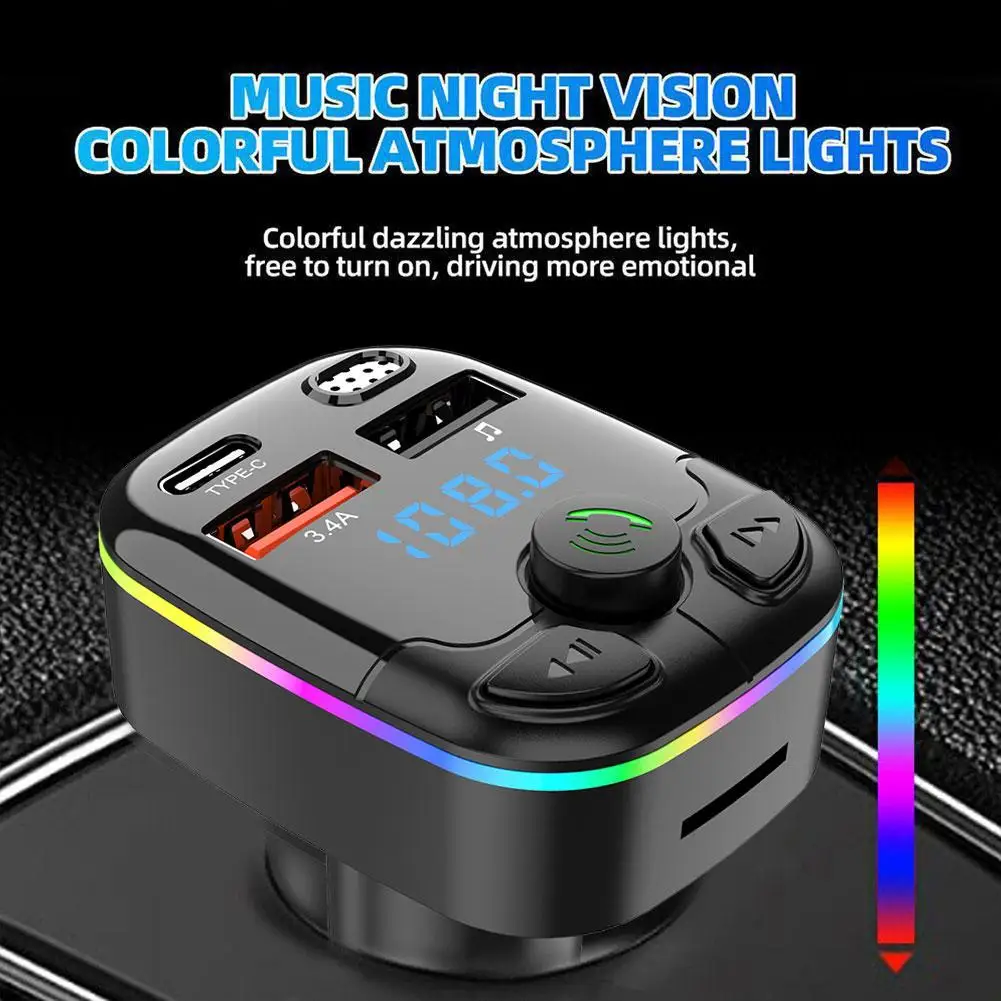 Bluetooth 5.0 FM Transmitter Car Charger with PD QC3.0 Fast Charging and Type C Adapter - Image 6