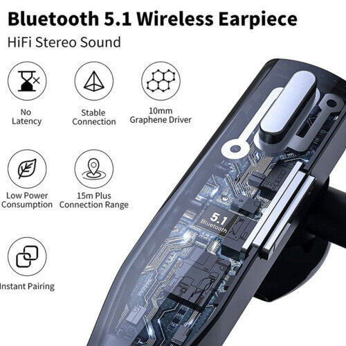 Bluetooth 5.1 Wireless Headset Noise Cancelling Hands Free Earphone - Image 3
