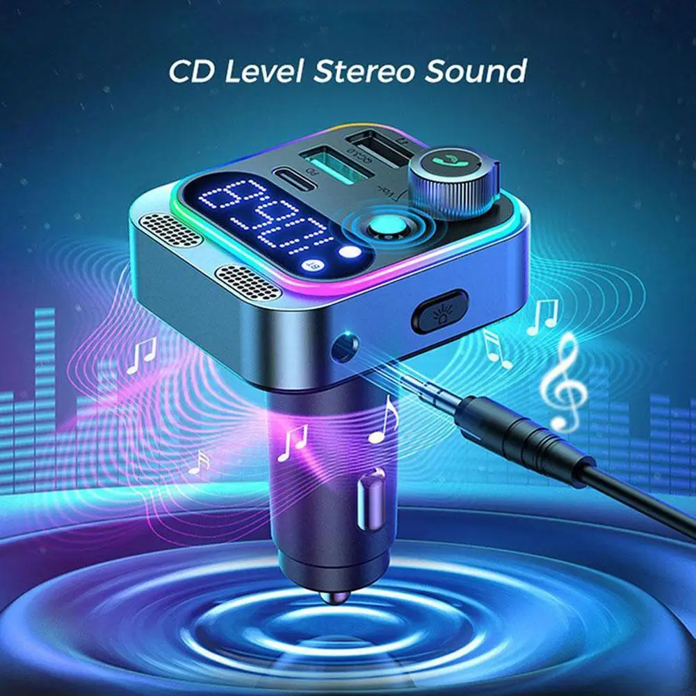 Bluetooth 5.3 FM Transmitter Car Charger with USB Fast Charging and Type C PD Adapter - Image 5