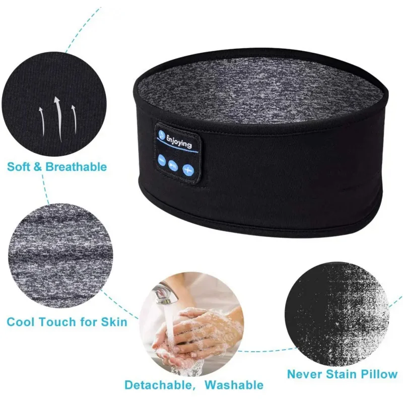 Bluetooth Sleep Headphones Headband Wireless Eye Mask for Side Sleeper Comfort - Image 5