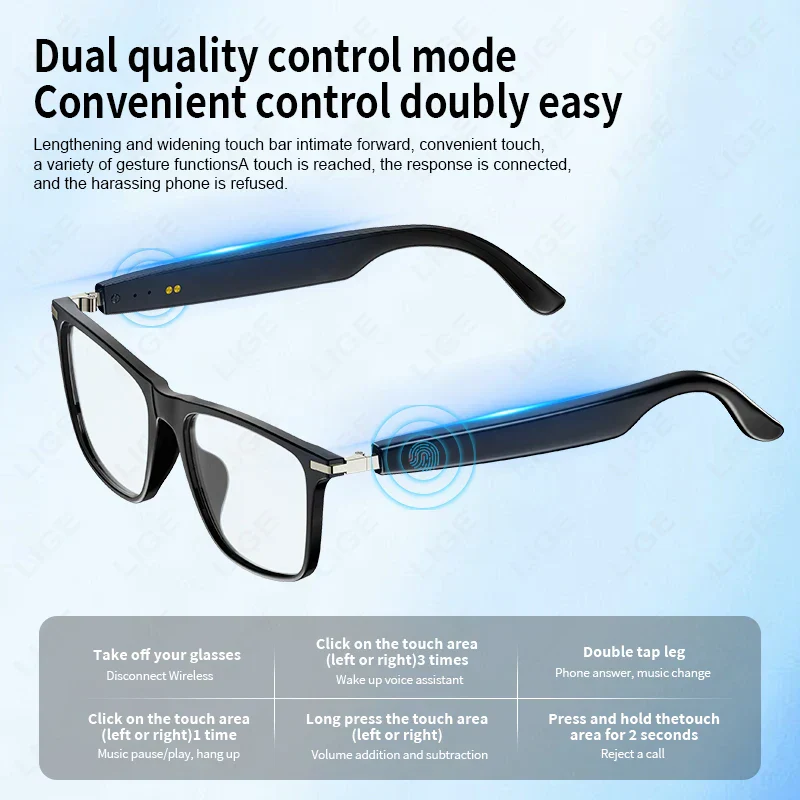 Bluetooth Smart Glasses Anti UV Sunglasses Wireless Call Headphones Outdoor - Image 2