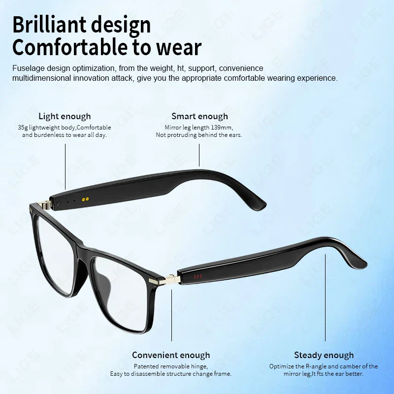 Bluetooth Smart Glasses Anti UV Sunglasses Wireless Call Headphones Outdoor - Image 6