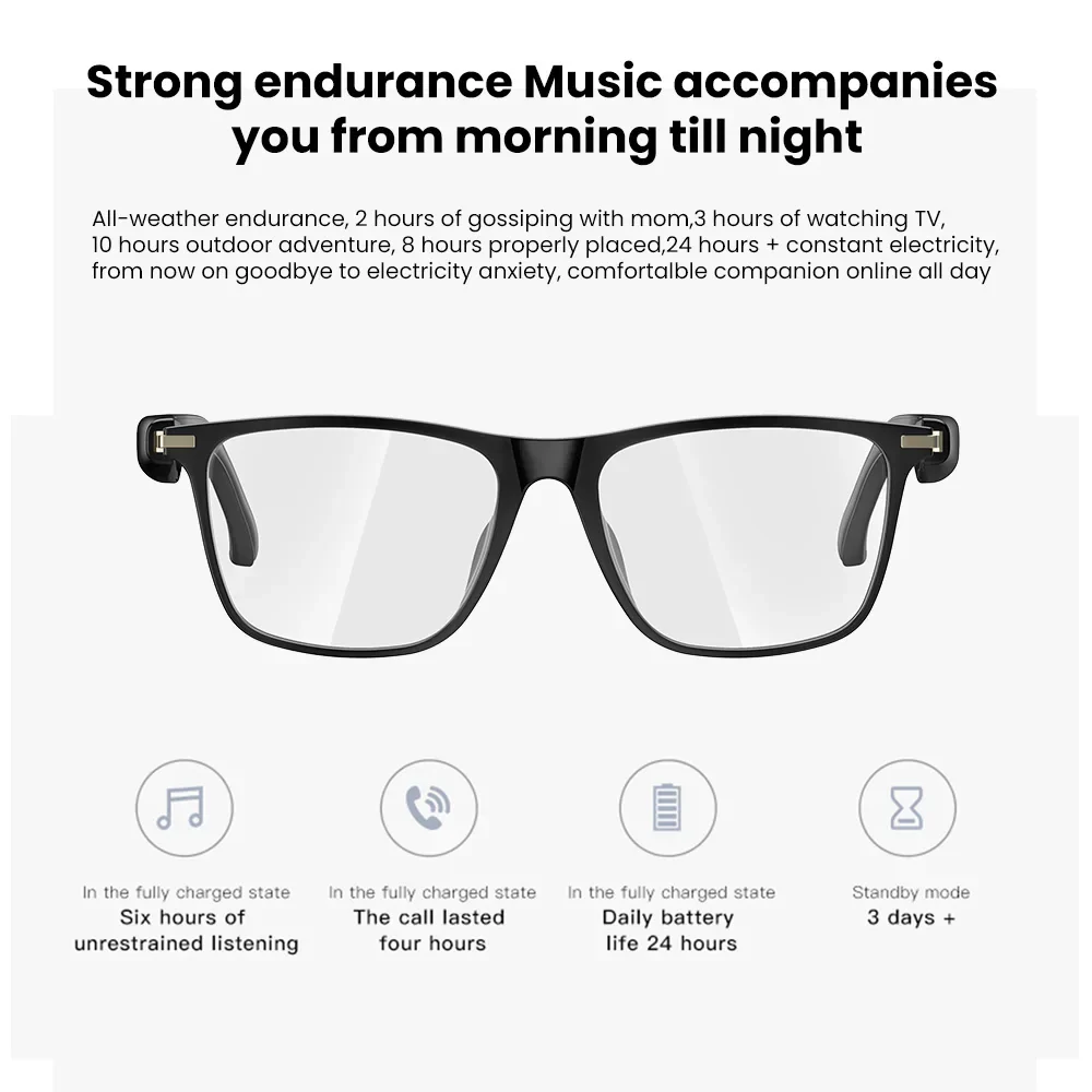Bluetooth Smart Glasses Polarized Sunglasses Blue Light Filter Waterproof for Men - Image 2