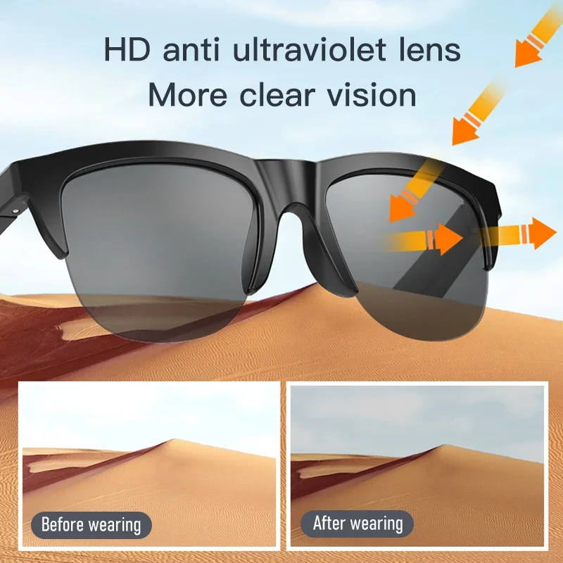 Bluetooth Smart Glasses V5.3 Wireless Sunglasses HIFI Call UV Protection Outdoor - Image 4