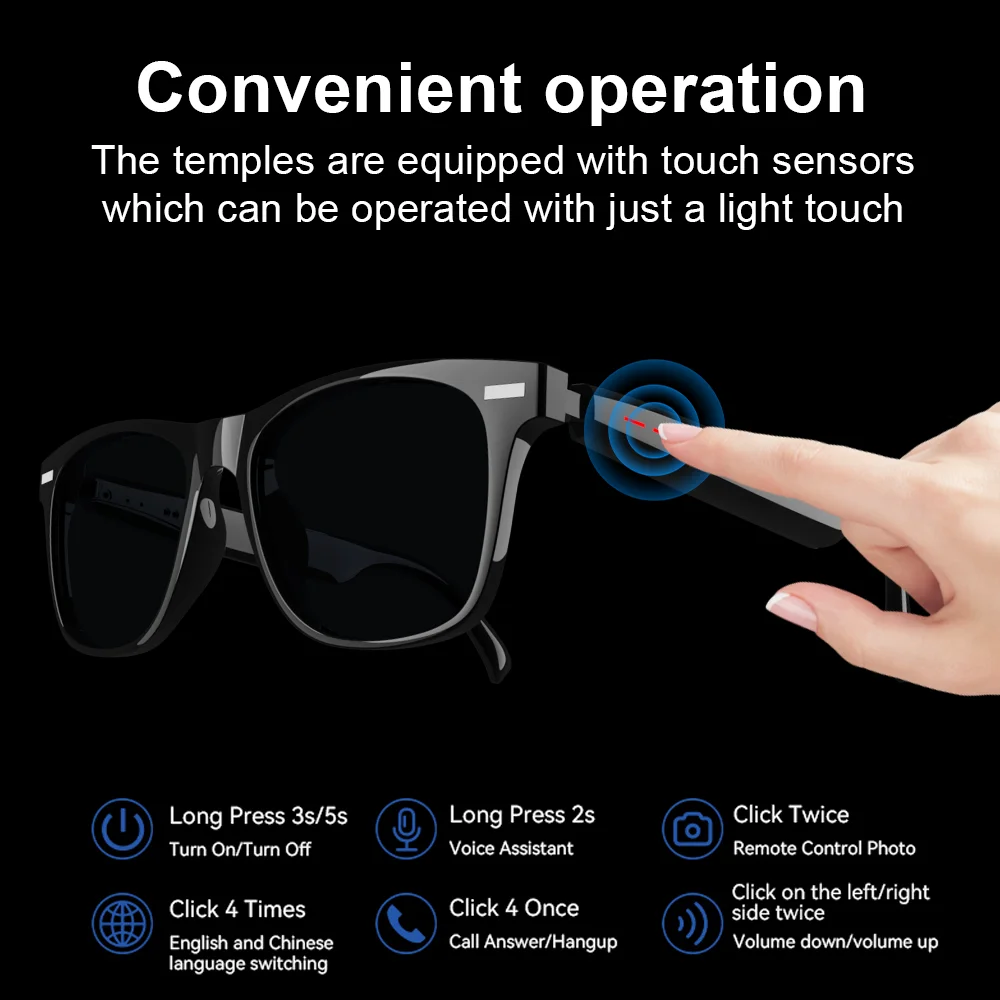 Bluetooth Smart Glasses Wireless Sunglasses Music Call TWS Audio Eyewear - Image 4