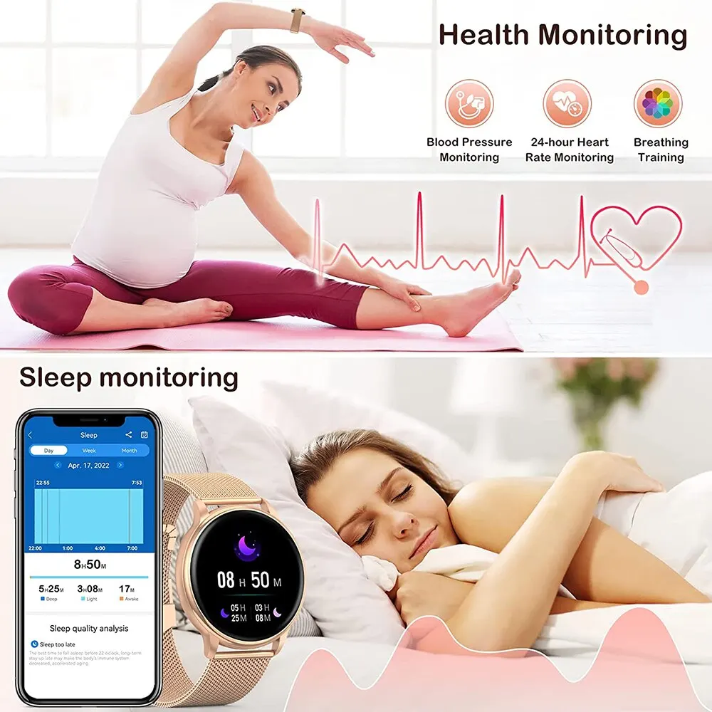 Bluetooth Smart Watch for Women with Fitness Tracker, Custom Dial & Health Monitor - Image 4