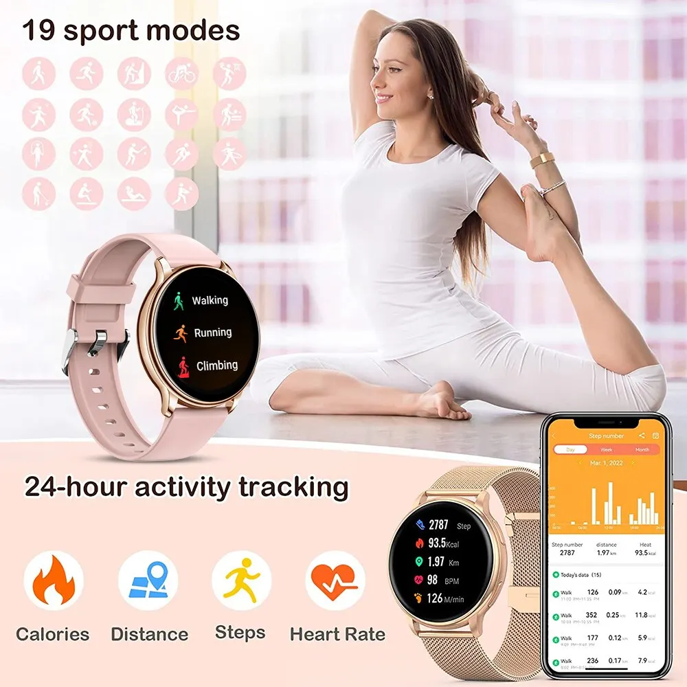 Bluetooth Smart Watch for Women with Fitness Tracker, Custom Dial & Health Monitor - Image 5