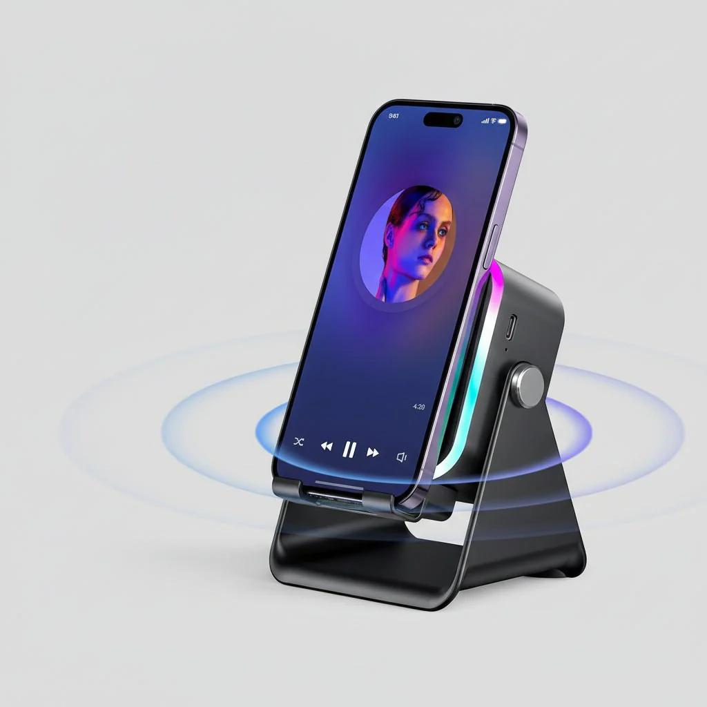 Bluetooth Speaker Phone Stand with Induction Sound Wireless Audio Dock - Image 2