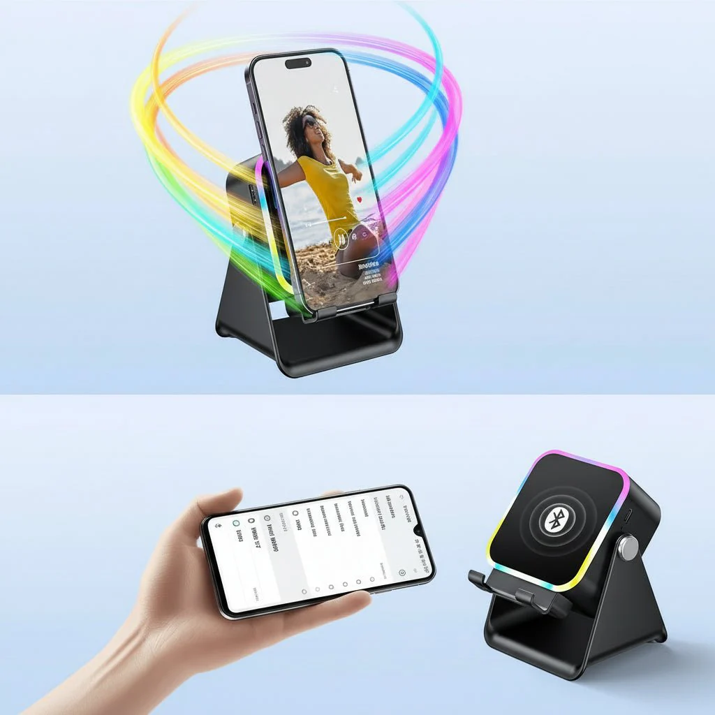 Bluetooth Speaker Phone Stand with Induction Sound Wireless Audio Dock - Image 3