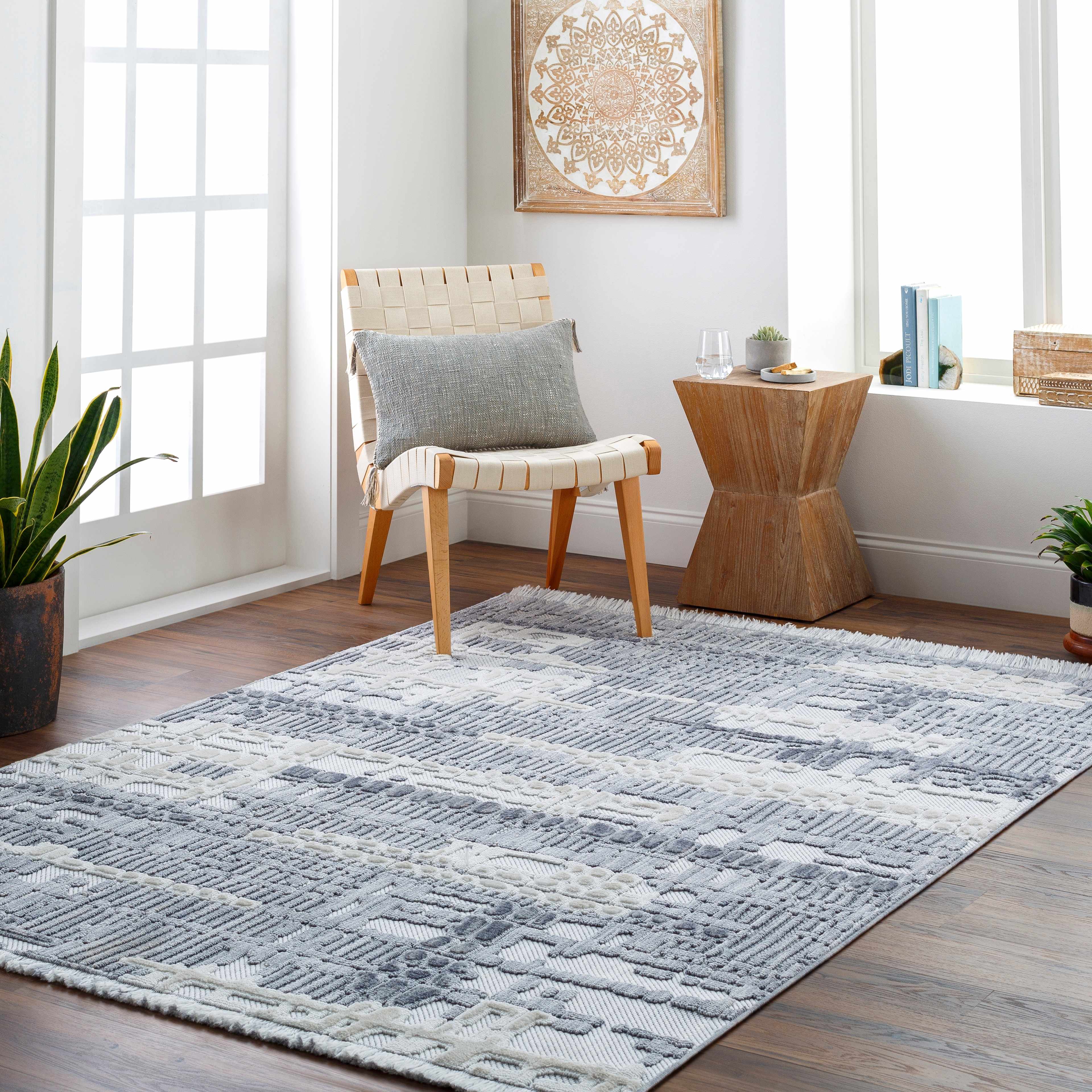 Bodhi Textured Saxony Rug with Fringes - Clearance - Image 2