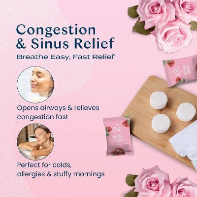 Body Restore Rose Shower Steamers with 100% Natural Essential Oils 6ct - Image 2