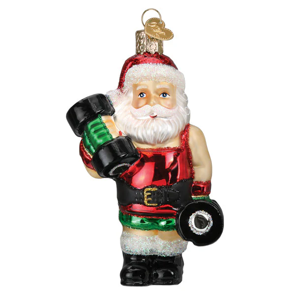 Bodybuilder Santa Christmas Ornament - Image 3