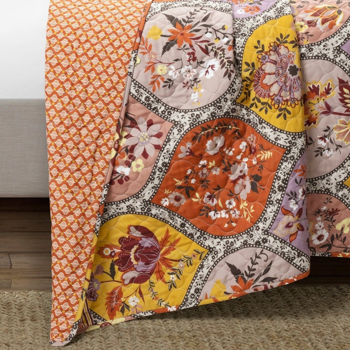 Bohemian Flower Cotton Quilt 3 Piece Set - Image 10