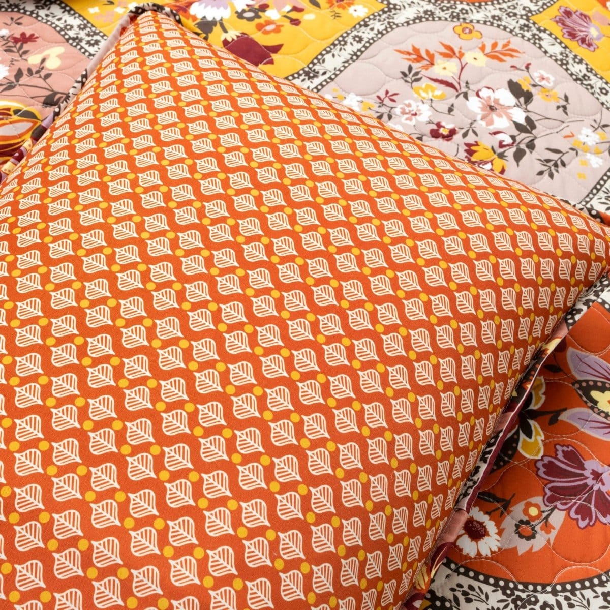 Bohemian Flower Cotton Quilt 3 Piece Set - Image 8