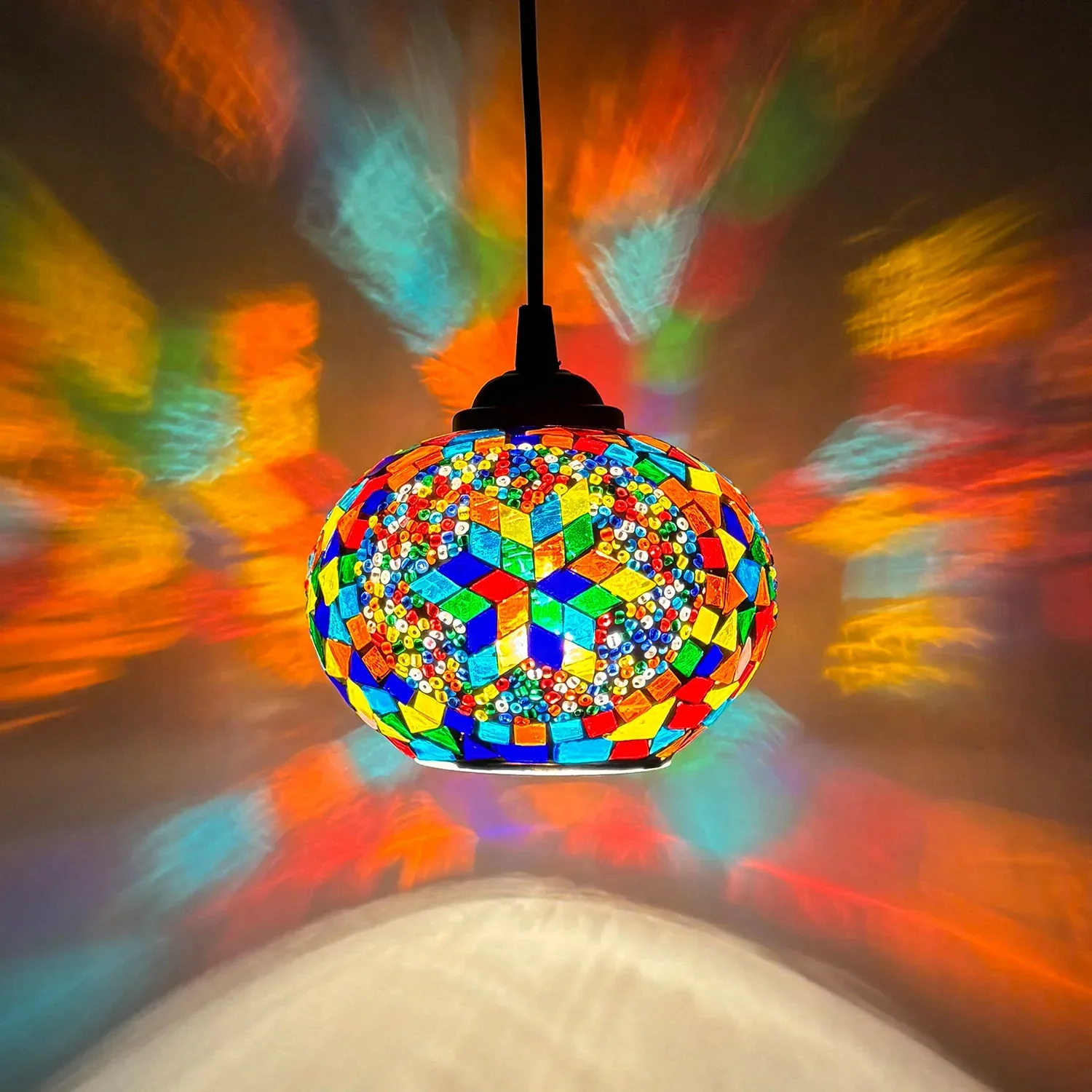 Bohemian Mosaic Pendant Light European Bar Dining Bedroom Hanging Lamp - Image 2
