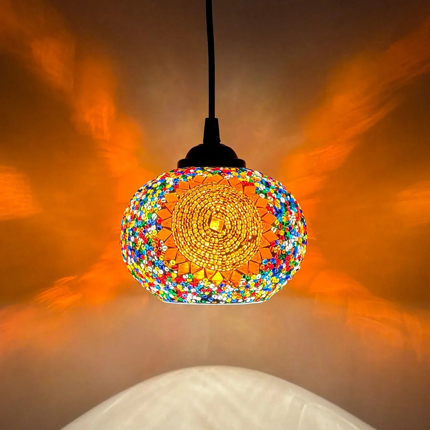 Bohemian Mosaic Pendant Light European Bar Dining Bedroom Hanging Lamp - Image 4