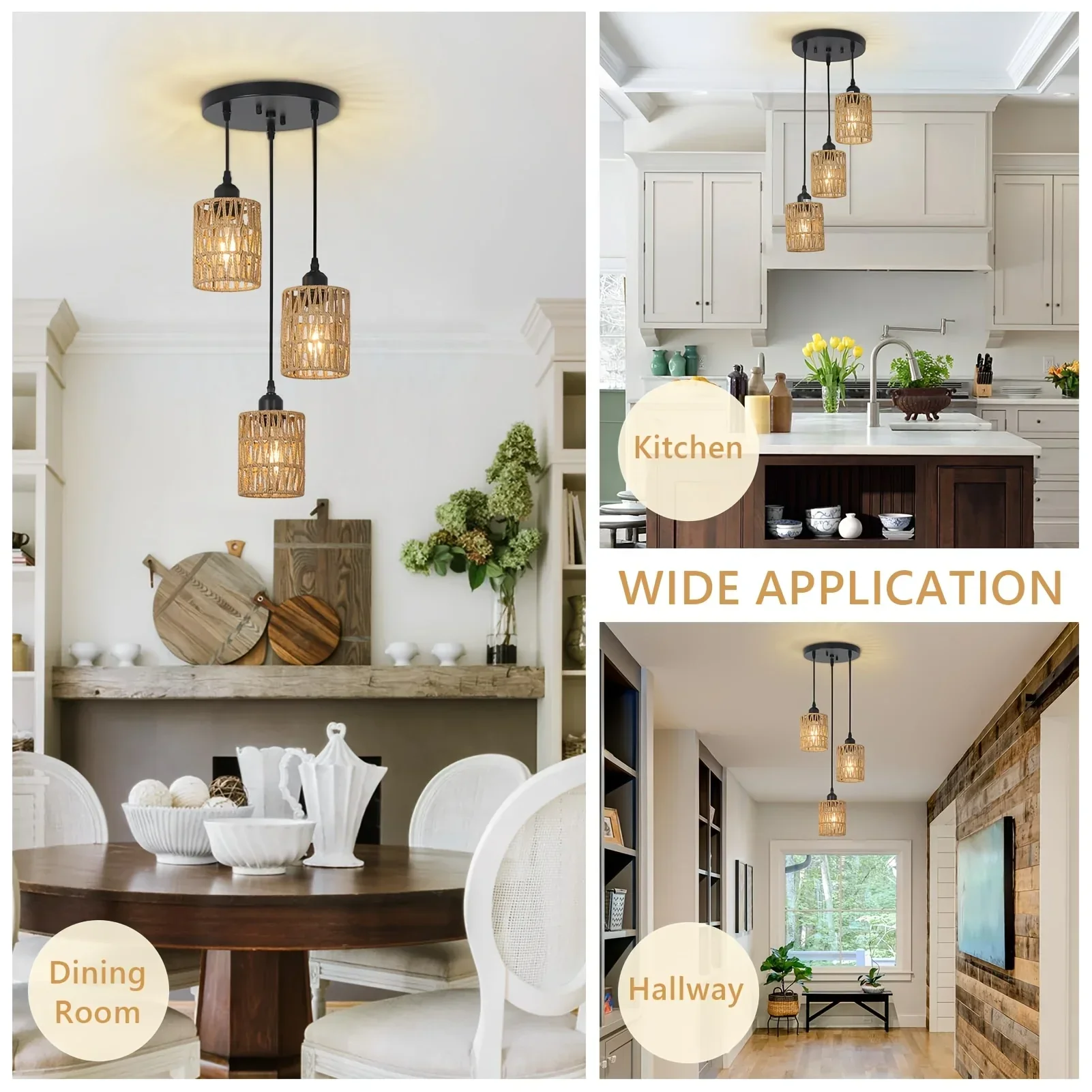 Bohemian Retro Pendant Light E27 Rustic Ceiling Lamp Kitchen Bar Living Room - Image 3