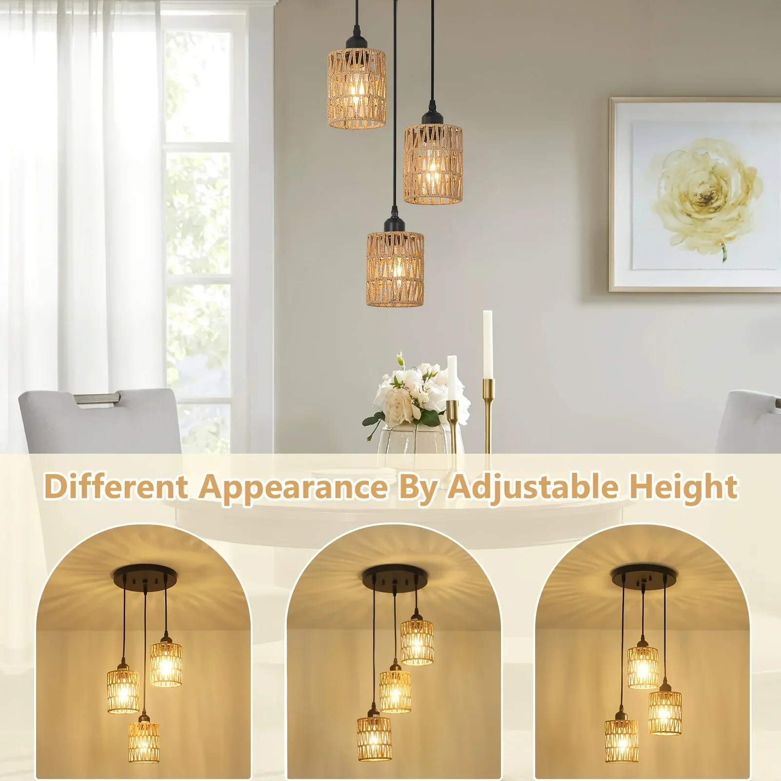 Bohemian Retro Pendant Light E27 Rustic Ceiling Lamp Kitchen Bar Living Room - Image 4