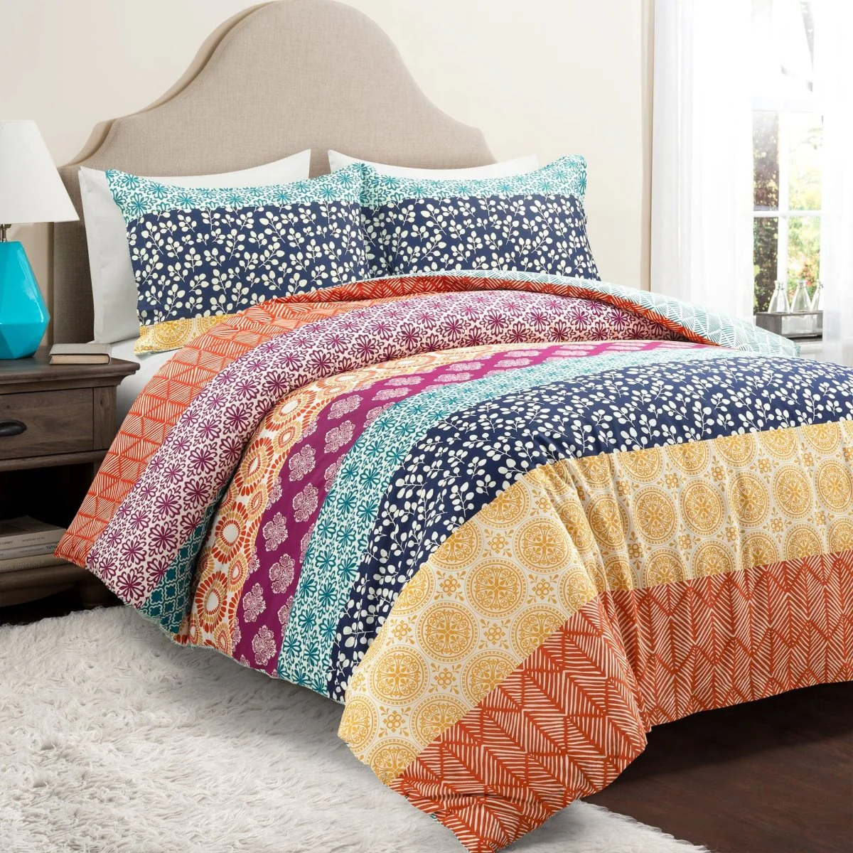 Bohemian Stripe Cotton Reversible Duvet Cover Set - Image 2
