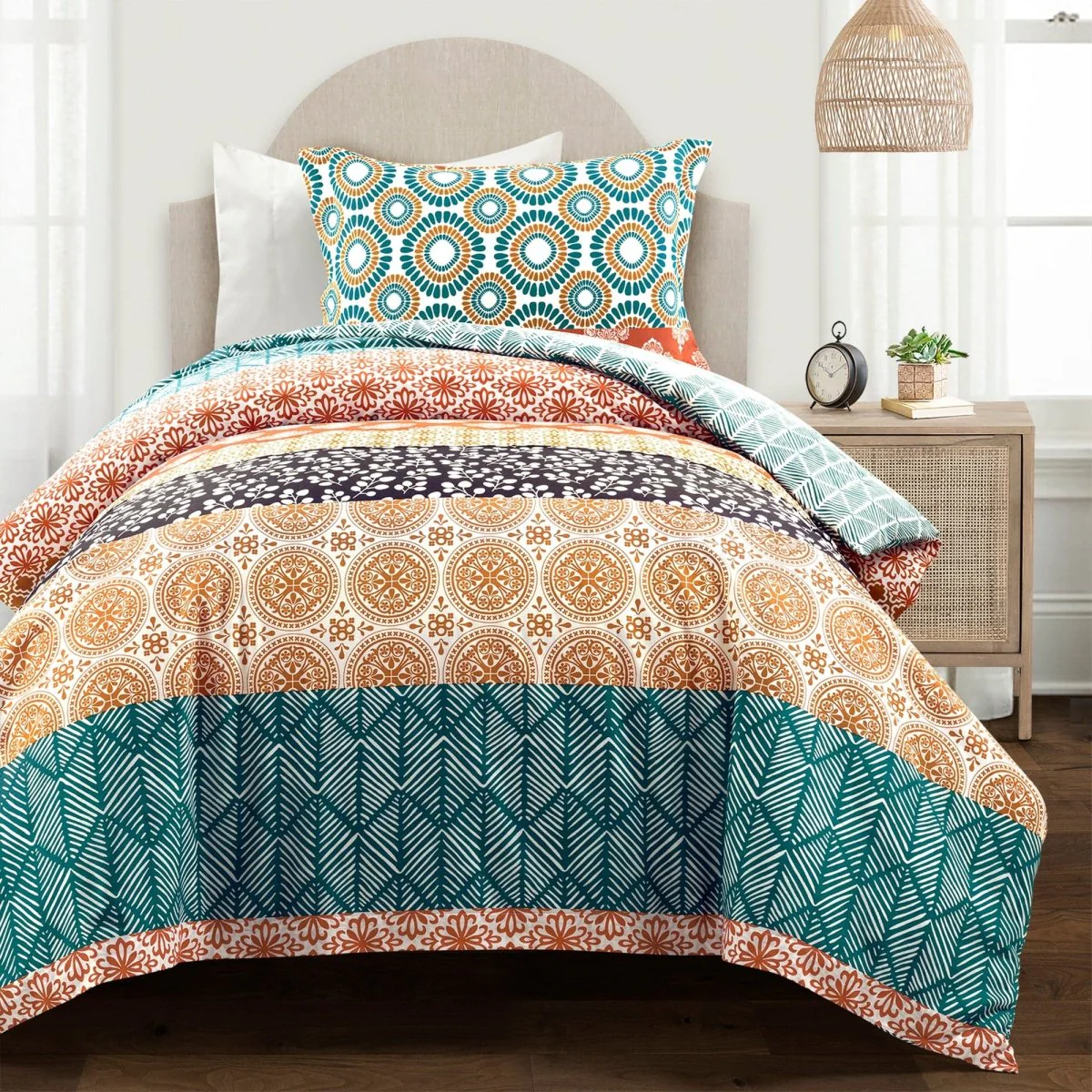Bohemian Stripe Cotton Reversible Duvet Cover Set - Image 3