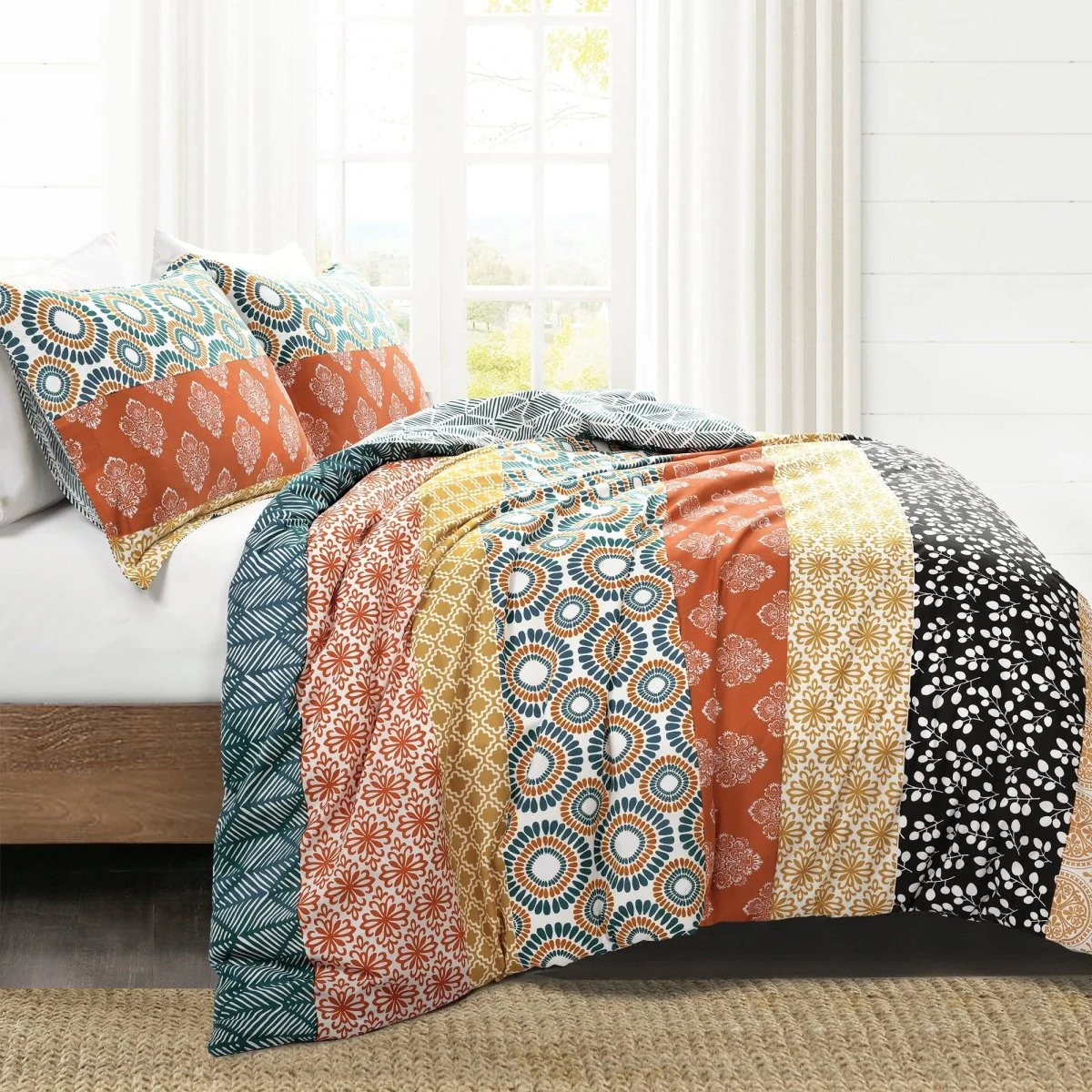 Bohemian Stripe Cotton Reversible Duvet Cover Set - Image 4
