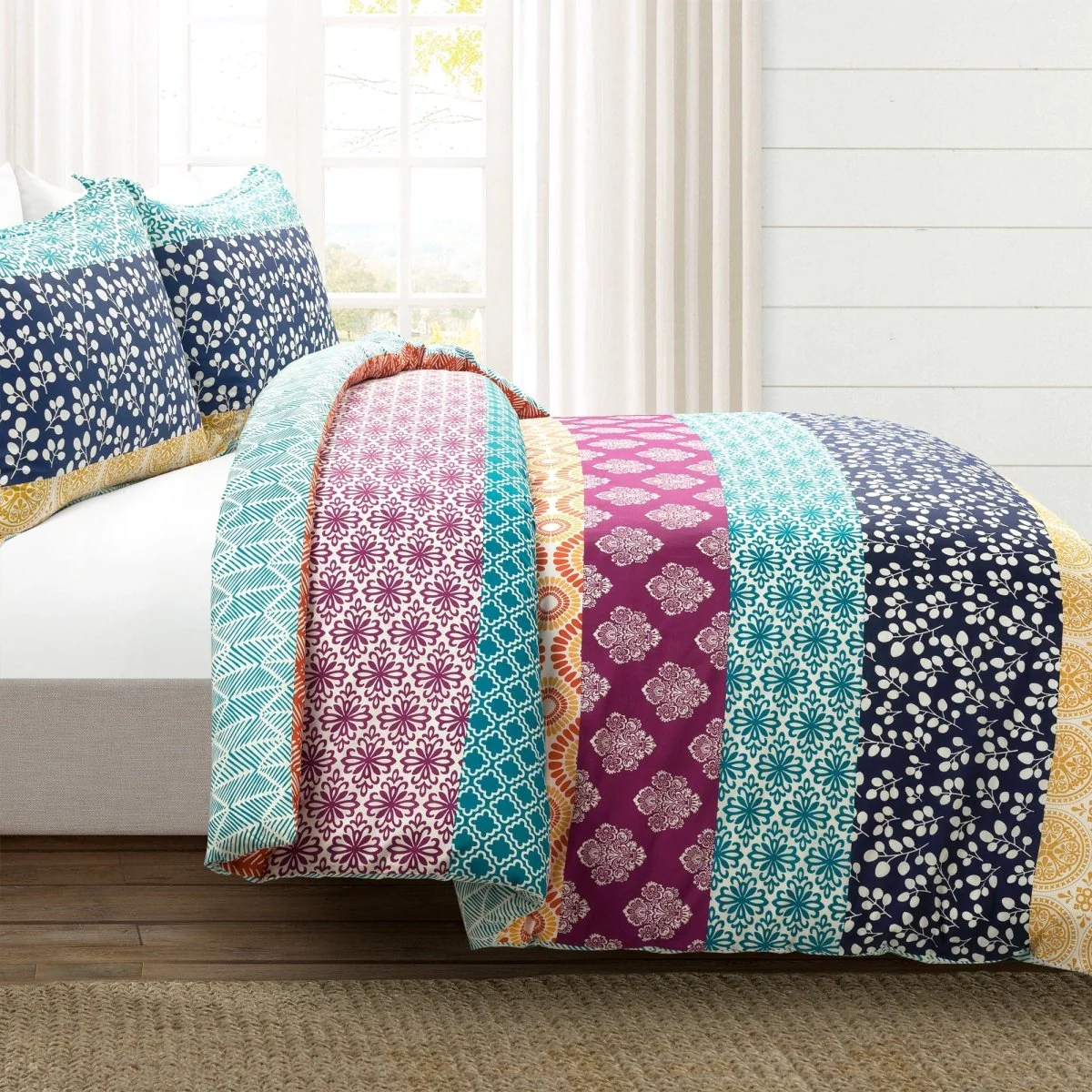 Bohemian Stripe Cotton Reversible Duvet Cover Set - Image 8