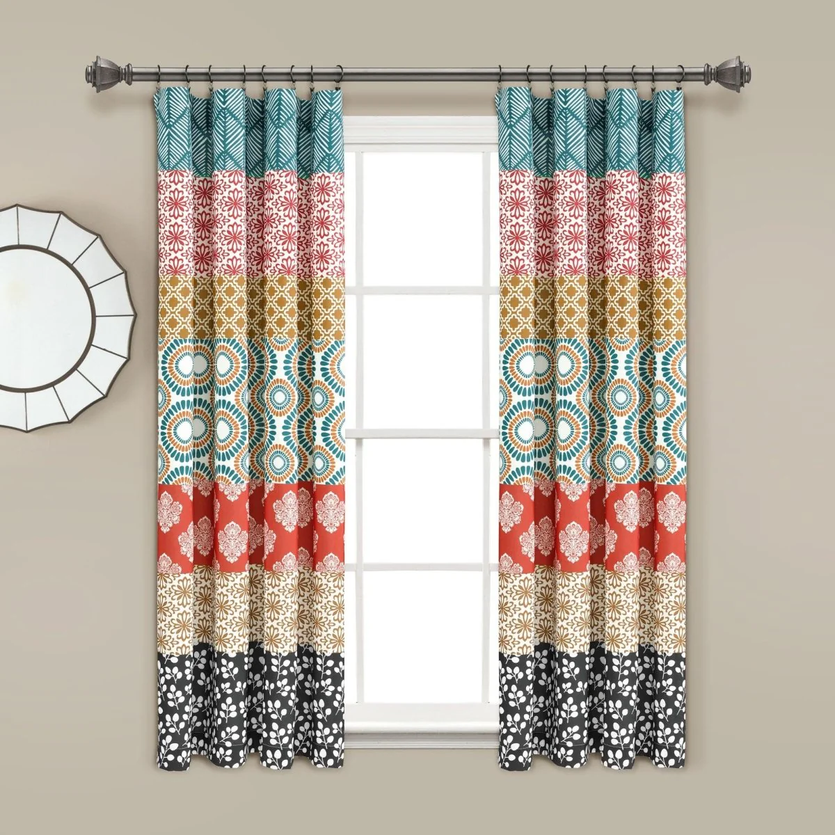 Bohemian Stripe Window Curtain Panel Set - Image 2