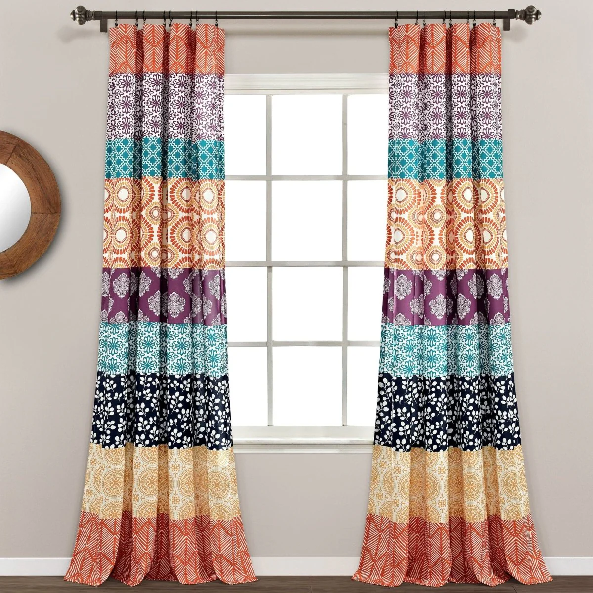 Bohemian Stripe Window Curtain Panel Set - Image 6
