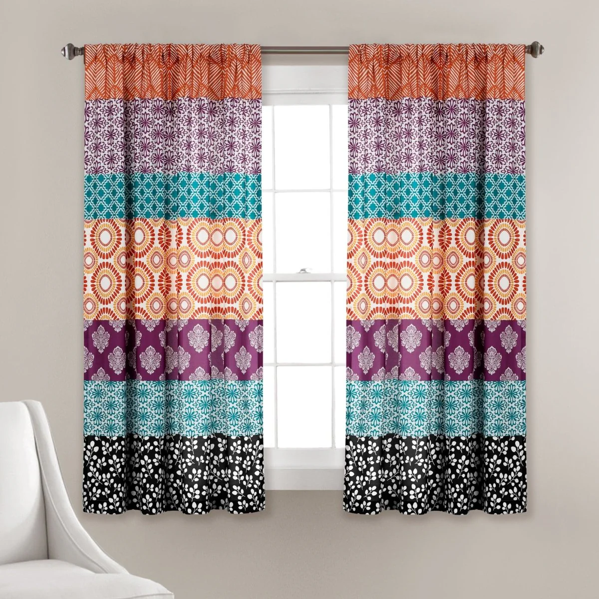 Bohemian Stripe Window Curtain Panel Set - Image 7