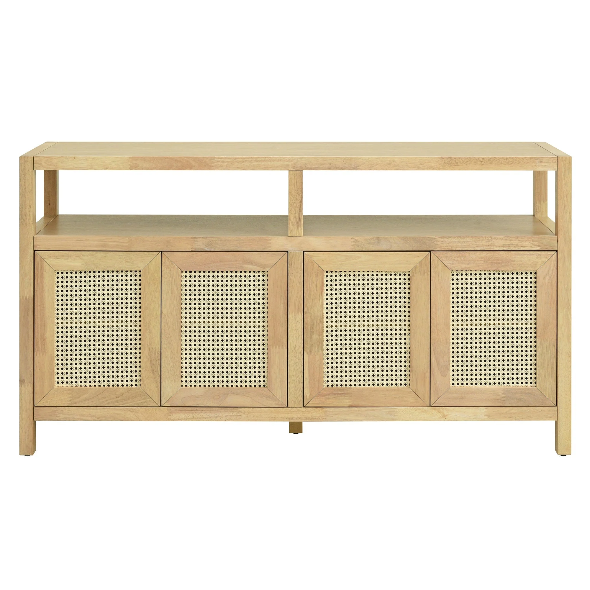 Bohemian Style Rattan Buffet Storage Cabinet with Solid Wood Frame - Image 10