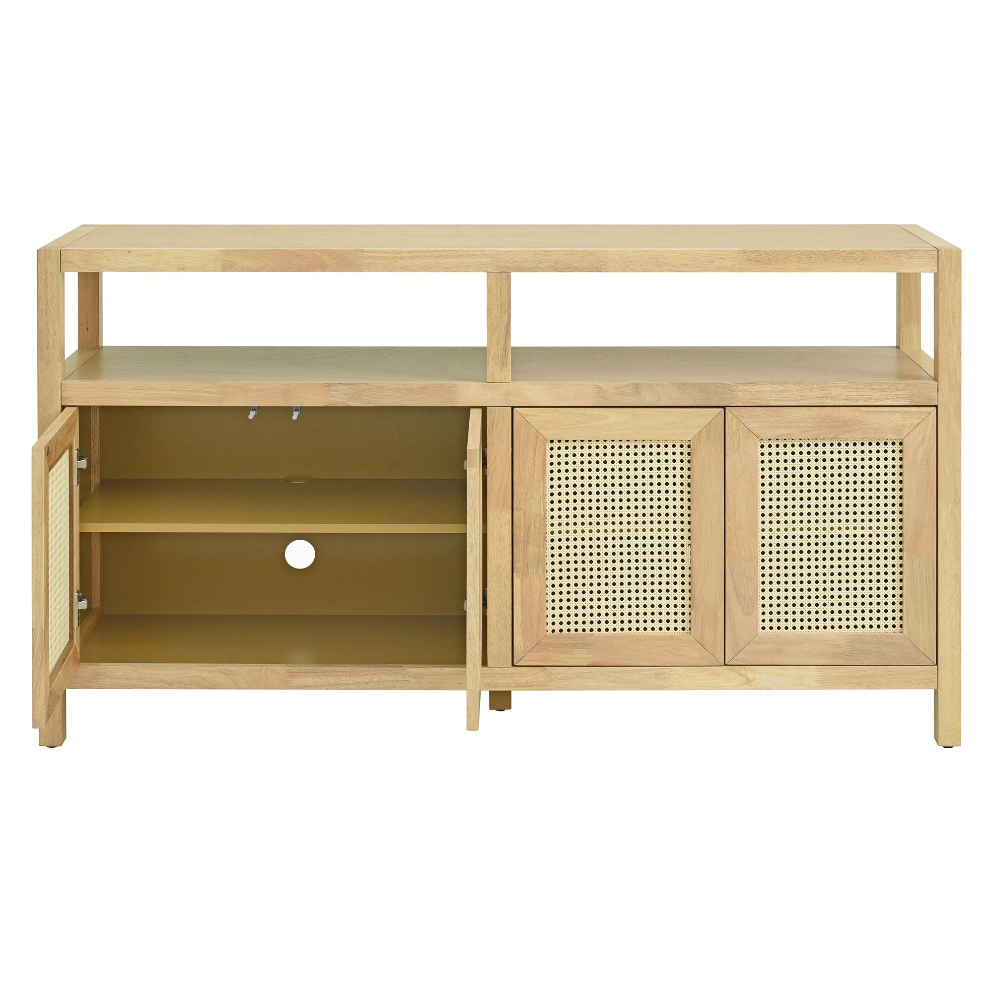Bohemian Style Rattan Buffet Storage Cabinet with Solid Wood Frame - Image 11