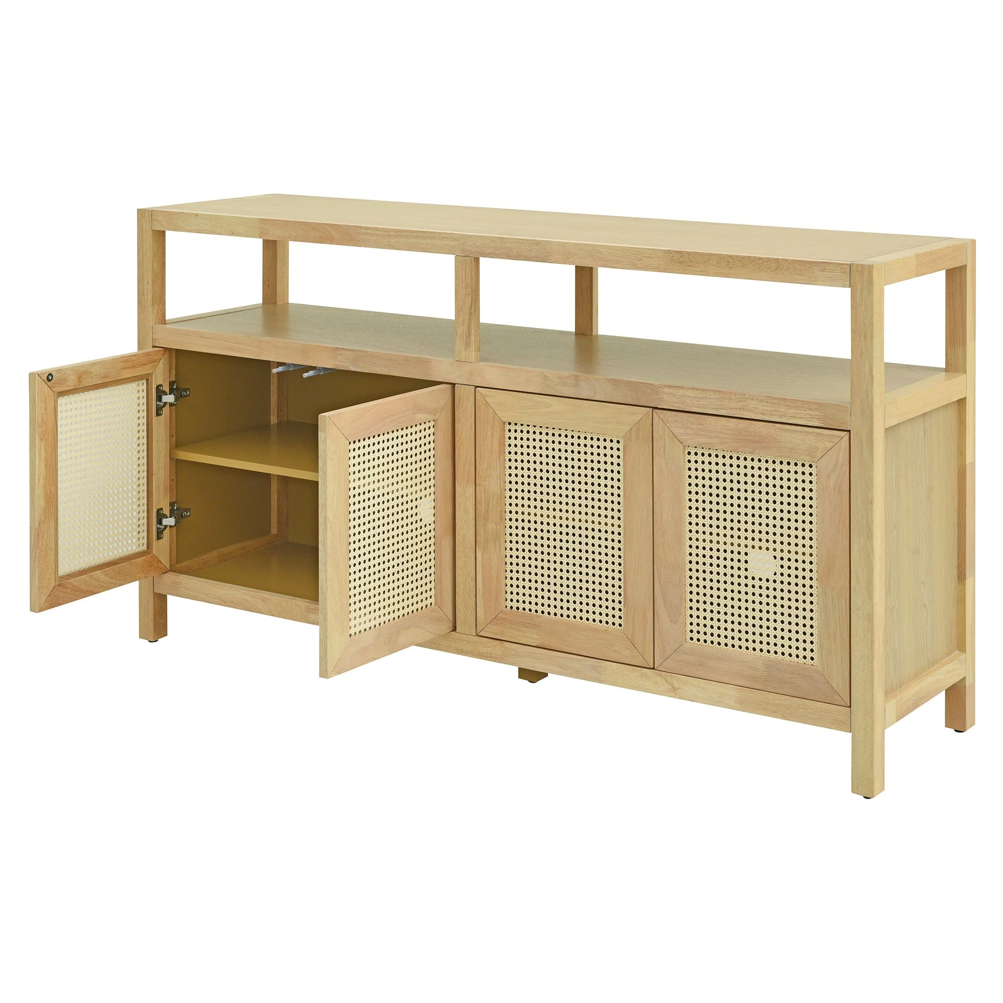 Bohemian Style Rattan Buffet Storage Cabinet with Solid Wood Frame - Image 12