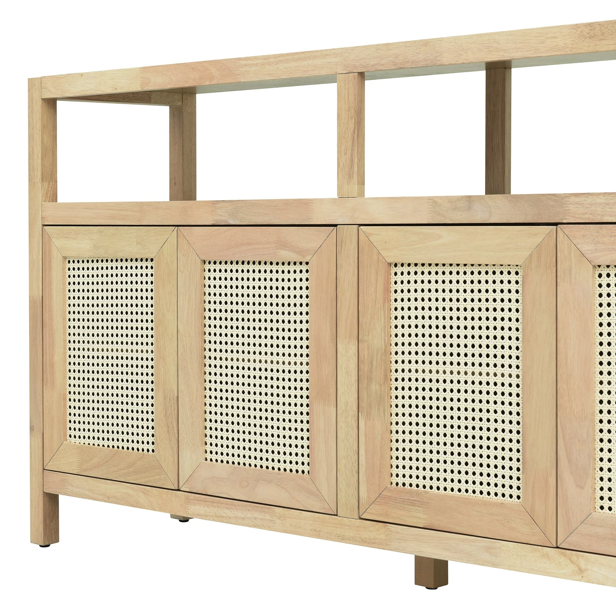 Bohemian Style Rattan Buffet Storage Cabinet with Solid Wood Frame - Image 13