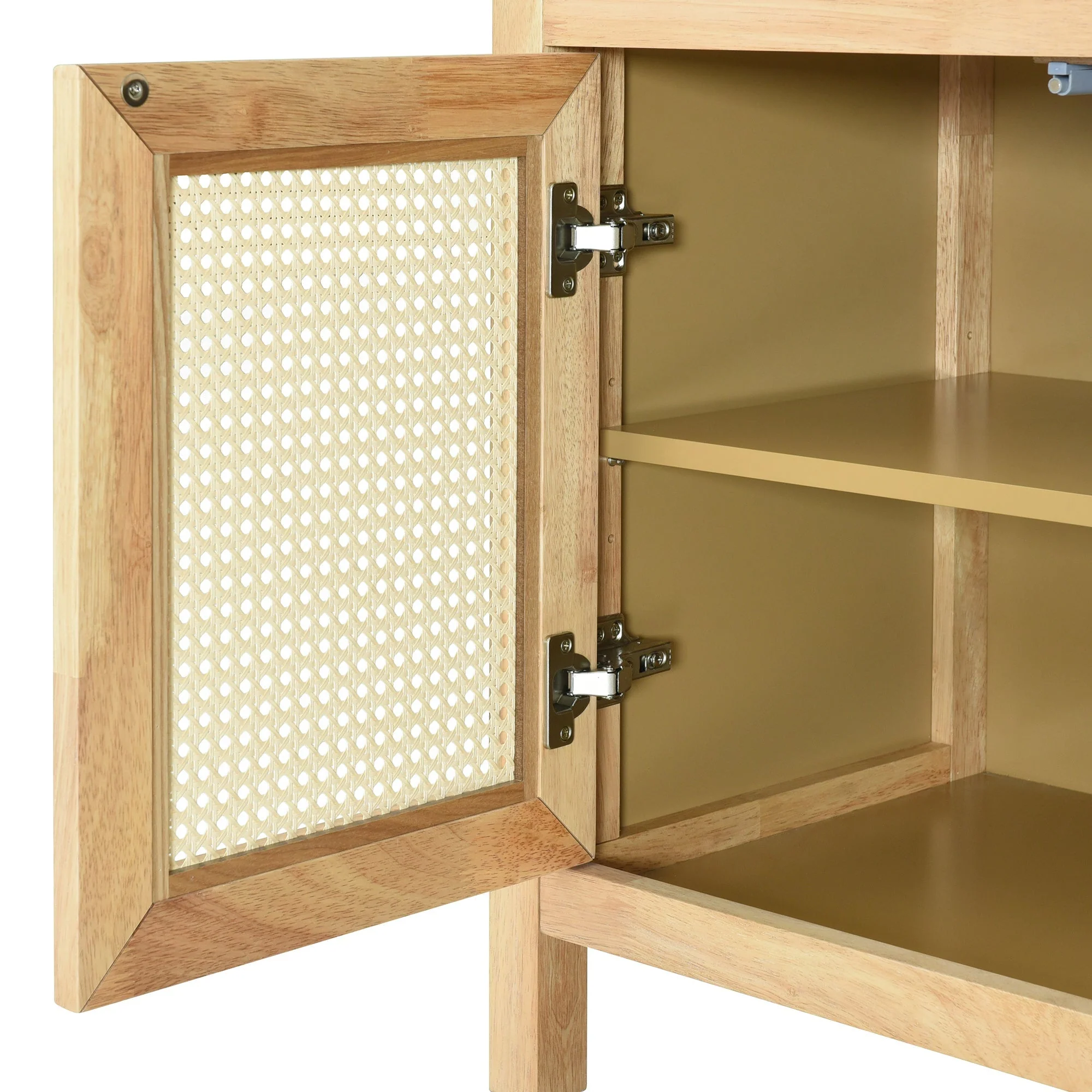 Bohemian Style Rattan Buffet Storage Cabinet with Solid Wood Frame - Image 17