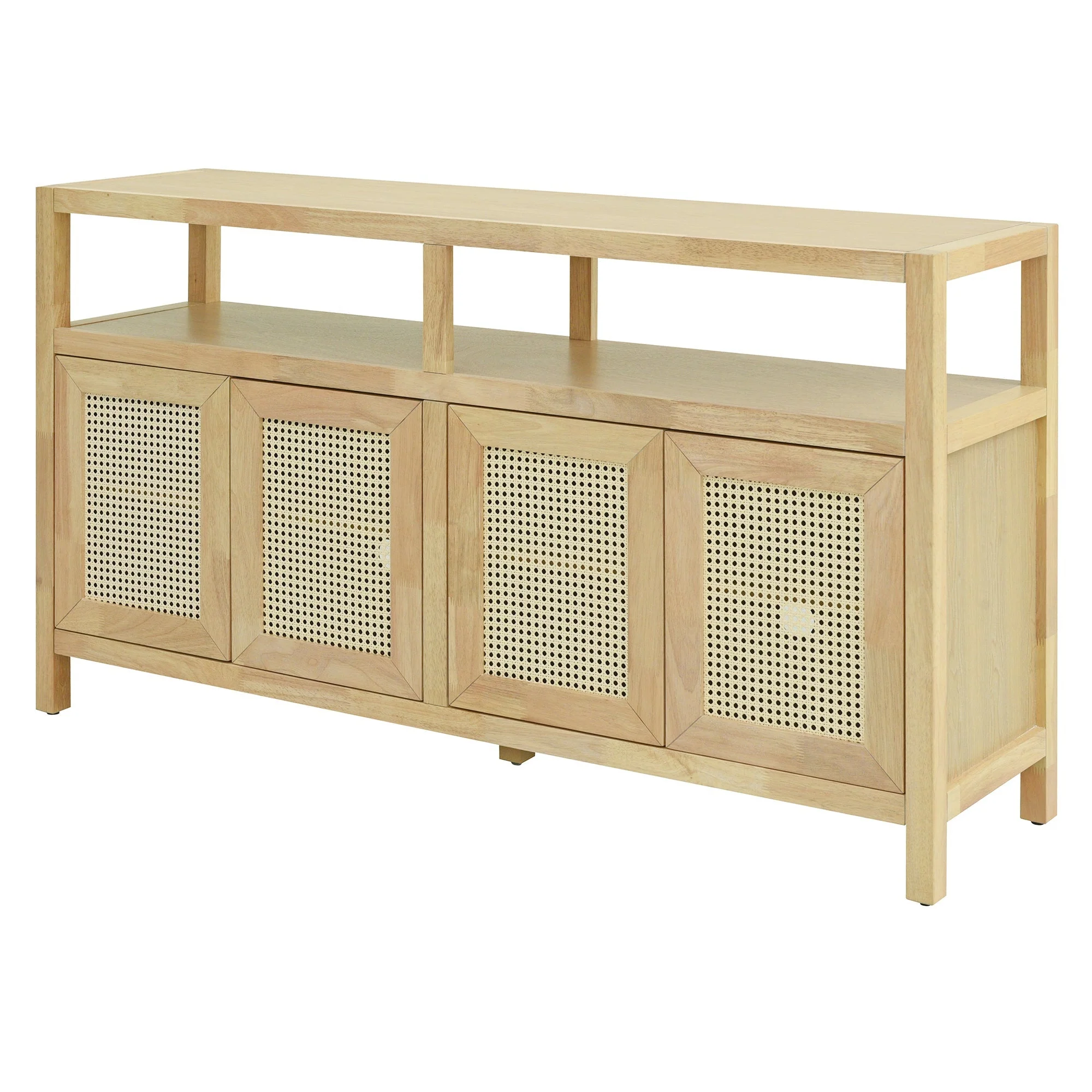 Bohemian Style Rattan Buffet Storage Cabinet with Solid Wood Frame - Image 22