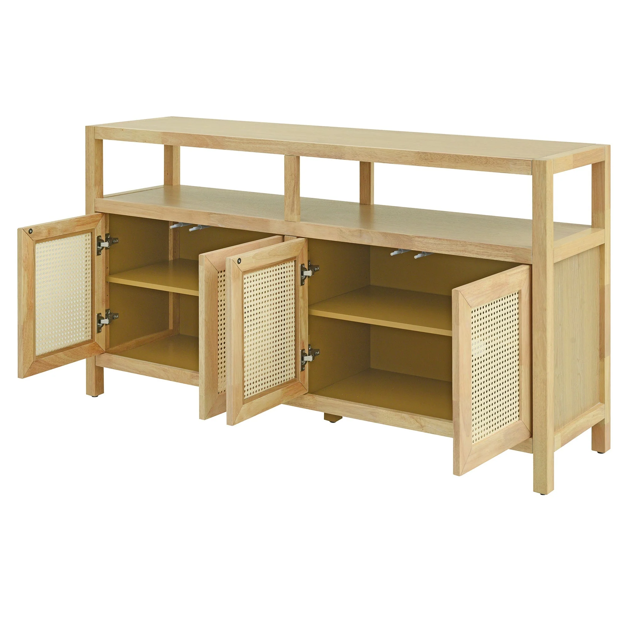 Bohemian Style Rattan Buffet Storage Cabinet with Solid Wood Frame - Image 26