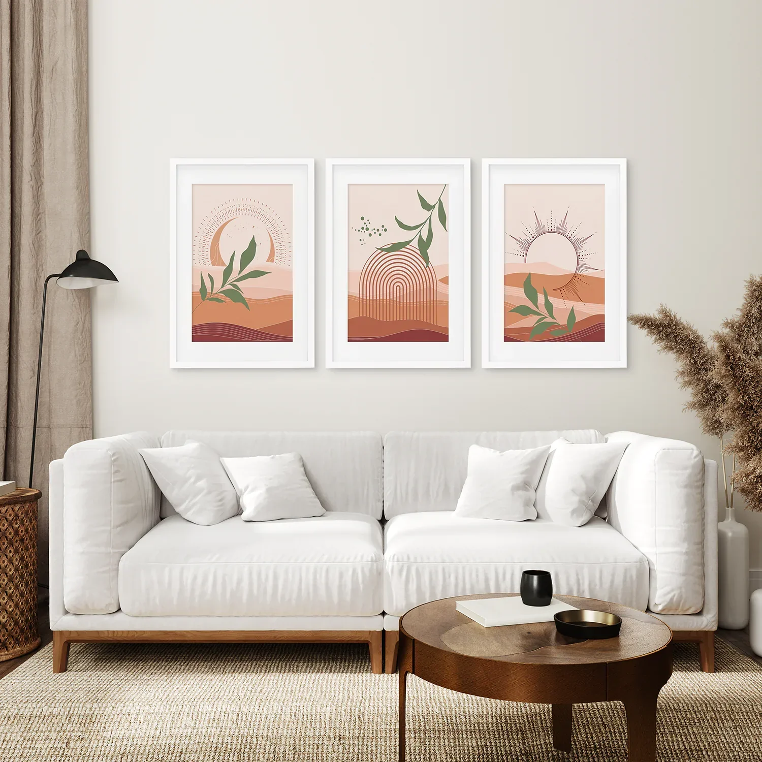 Boho Abstract Wall Art Set of 3 Prints. Green Leaves - Image 6