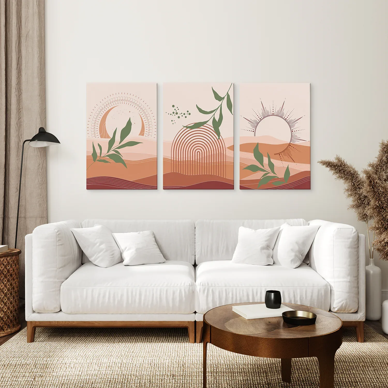 Boho Abstract Wall Art Set of 3 Prints. Green Leaves - Image 7