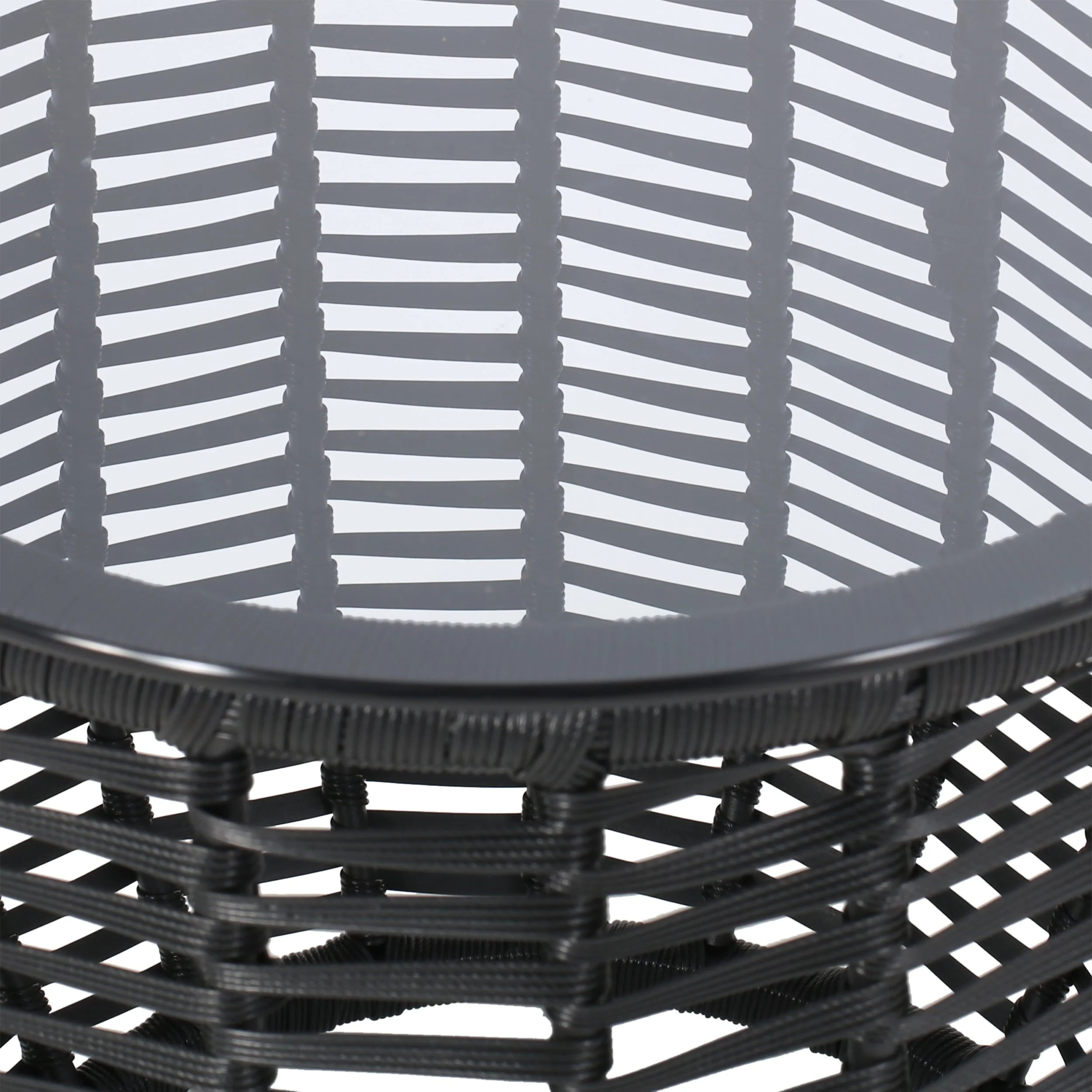 Boho ARIAS Side Table with Tempered Glass Top and Rattan Wrap, Black, 15.5 inches - Image 10