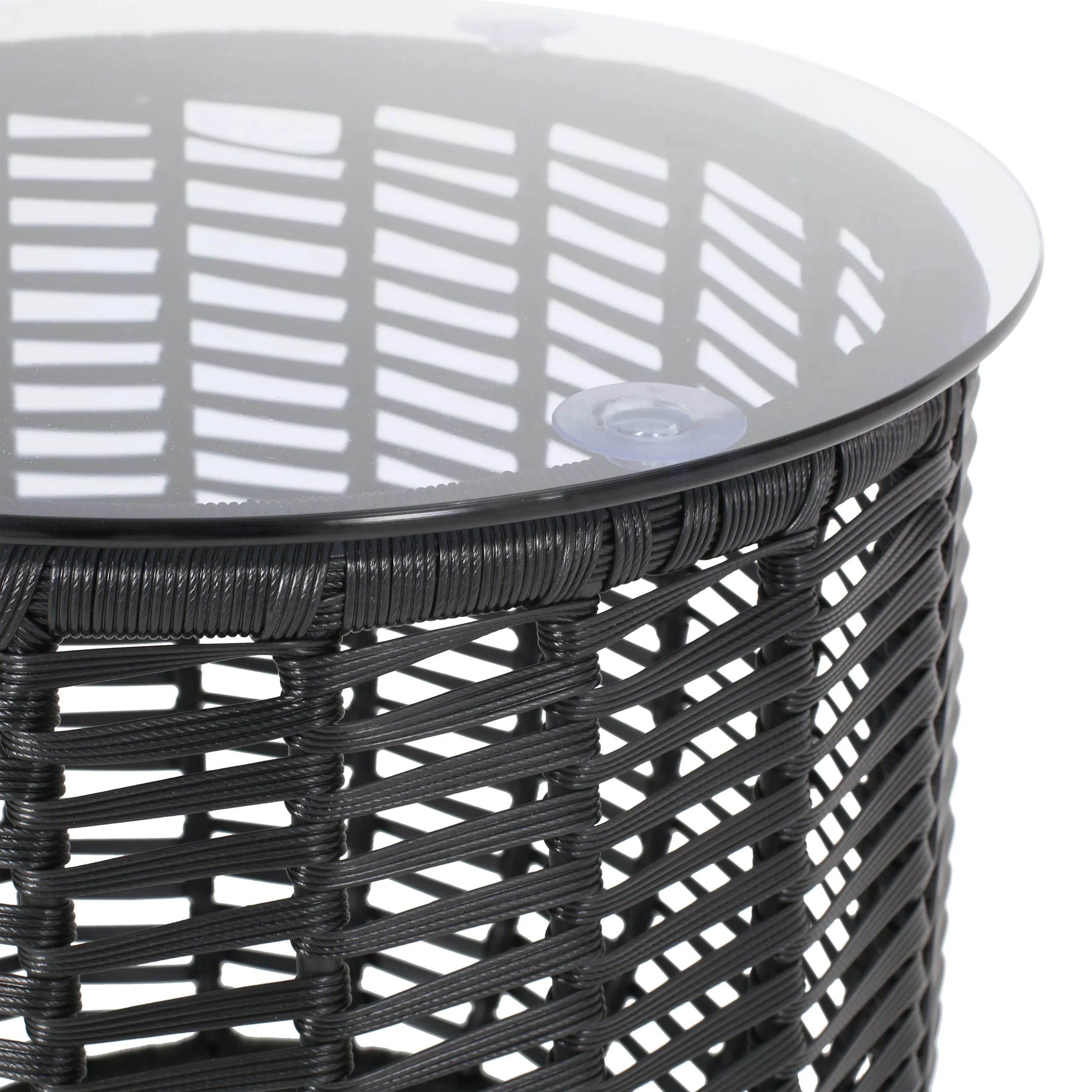 Boho ARIAS Side Table with Tempered Glass Top and Rattan Wrap, Black, 15.5 inches - Image 8
