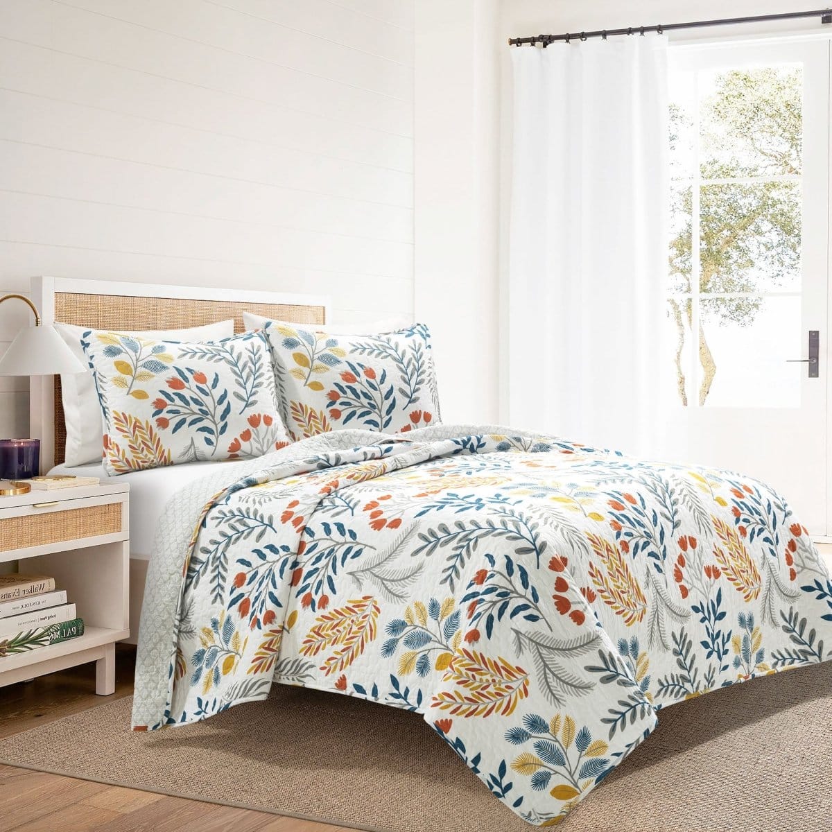 Boho Botanical Floral Quilt 3 Piece Set - Image 3