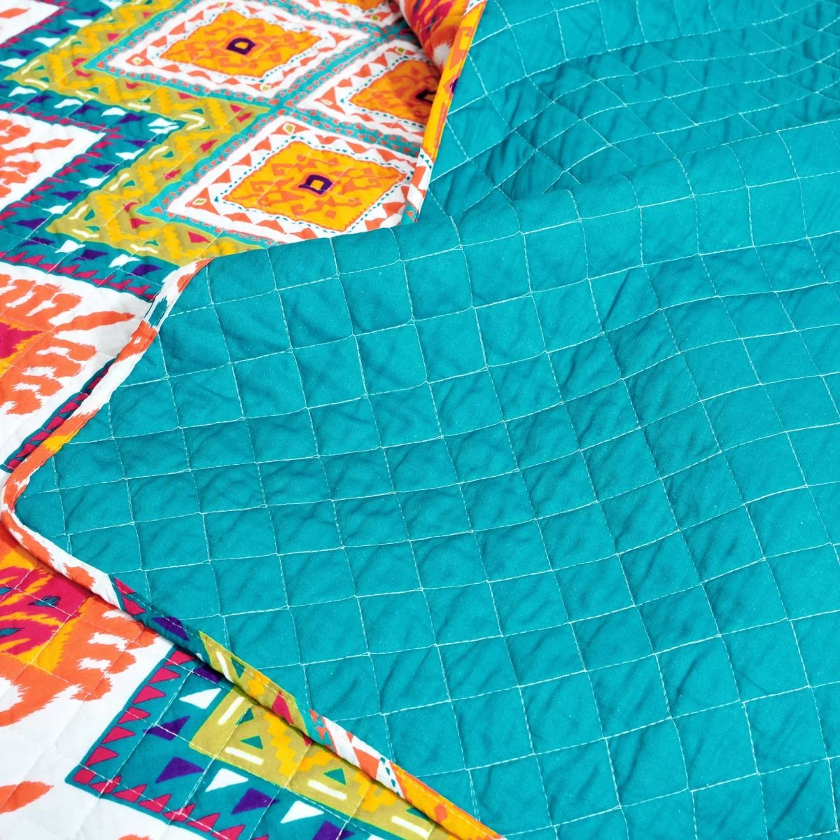 Boho Chevron Reversible Cotton Quilt 3 Piece Set - Image 5